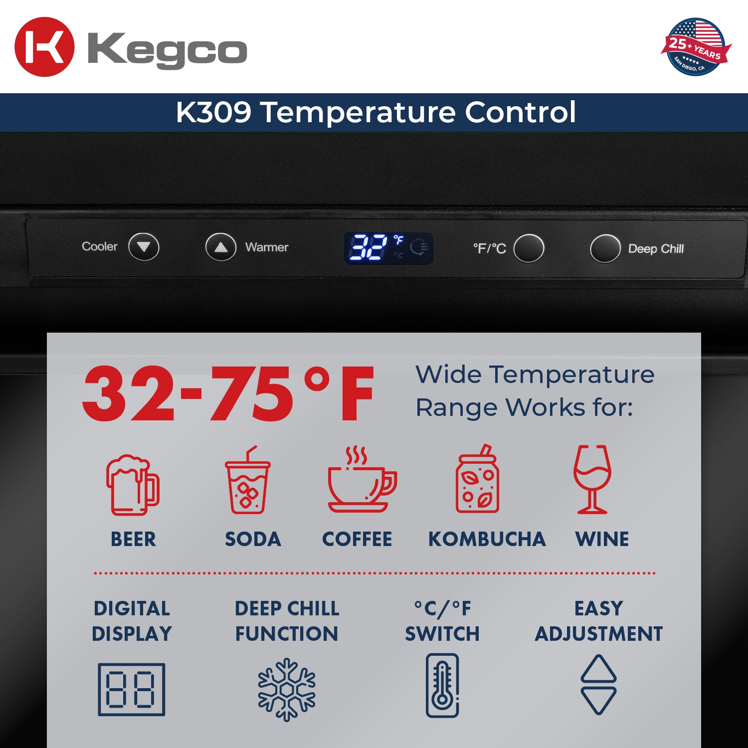 Digital Kegerator K309X-2 Temperature Control
