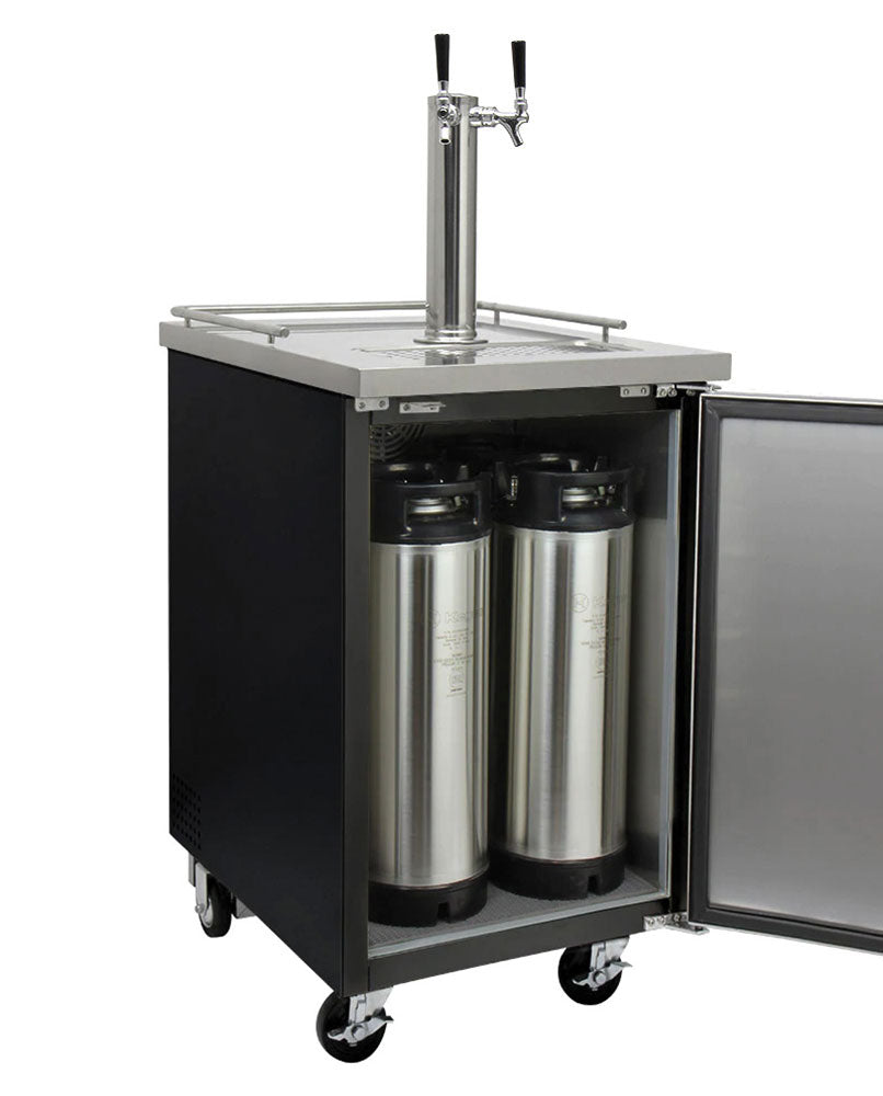 kegerator with homebrew kegs inside