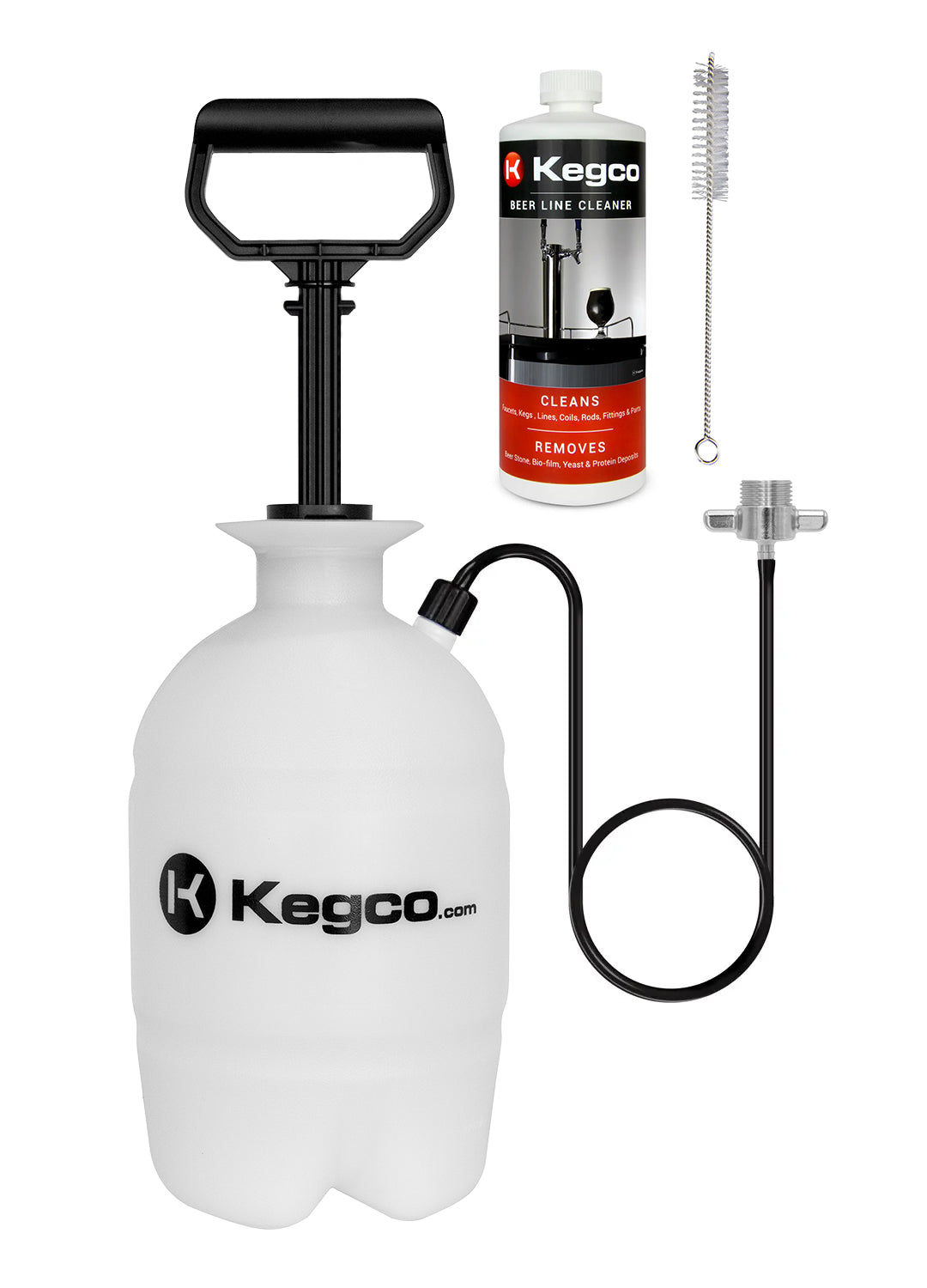 Deluxe Hand Pump Pressurized Keg Beer Kegerator Cleaning Kit with 32 oz. Cleaner