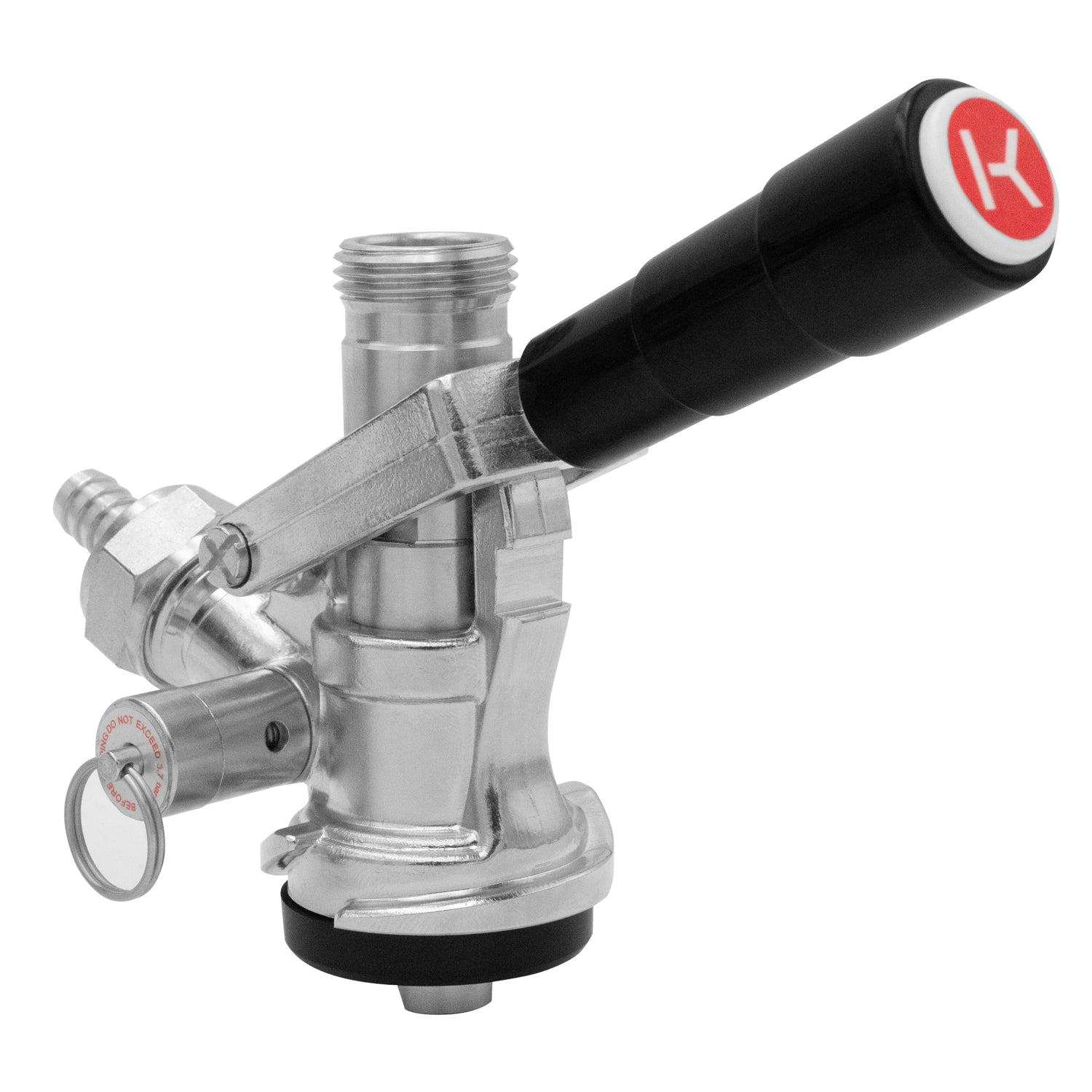 S System Keg Tap Coupler with Black Lever Handle