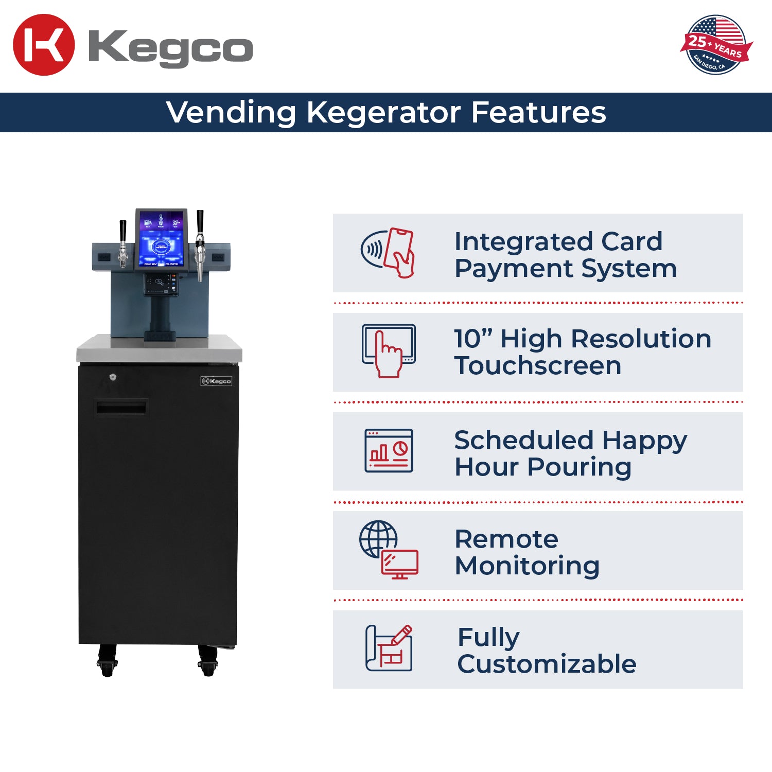 KVM-TCK17-2B Vending Kegerator Features