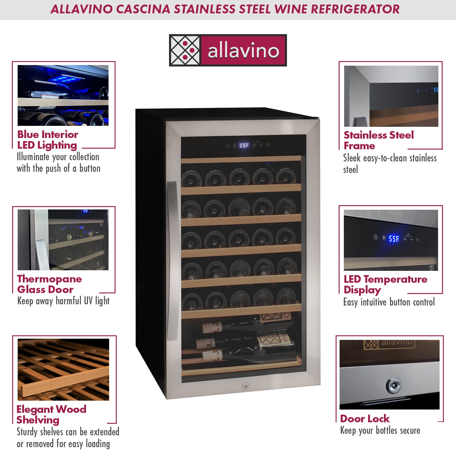 Allavino Cascina KWR33S-1SR wine refrigerator features