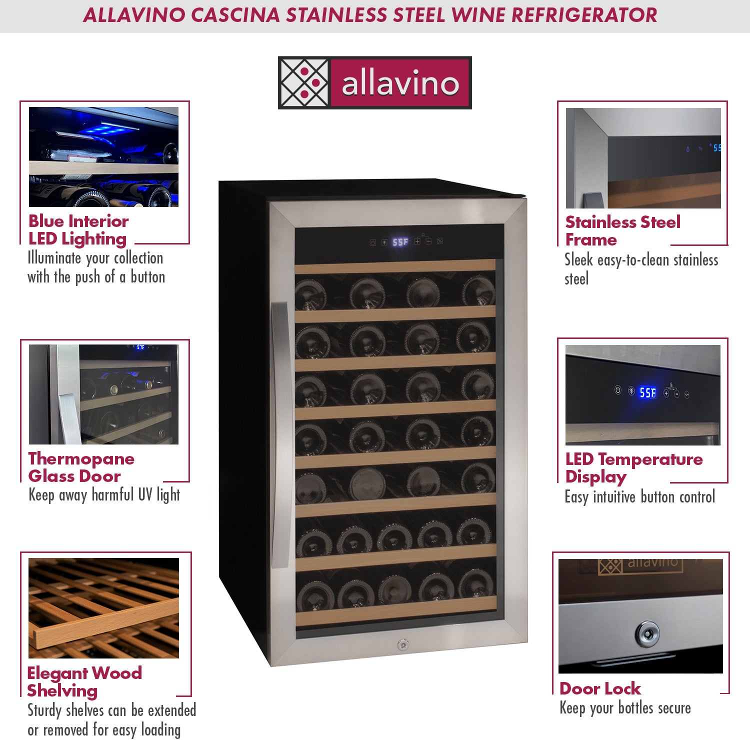 Allavino Cascina KWR50S-1SR wine refrigerator features