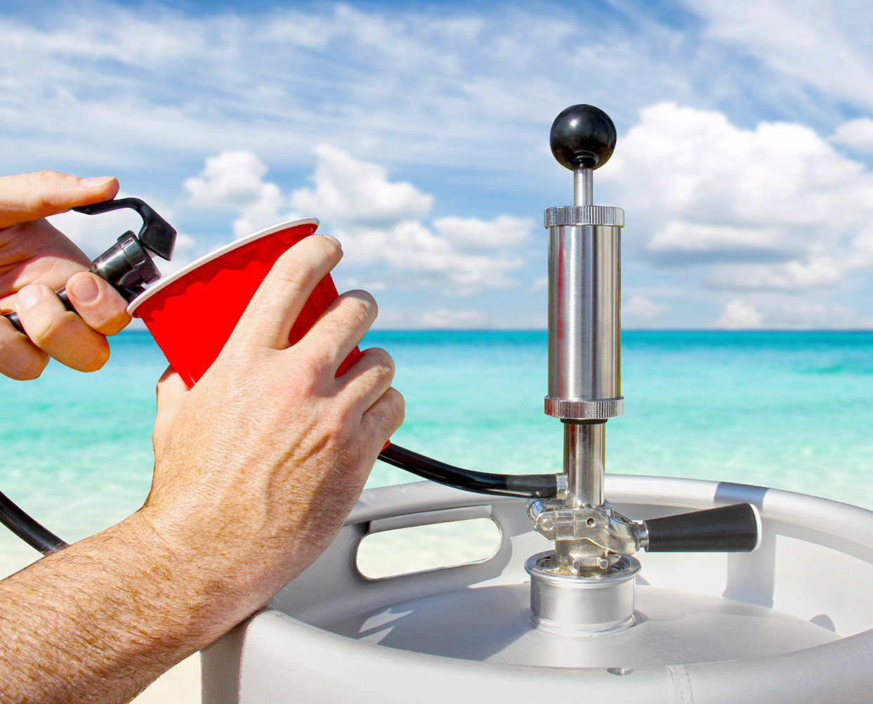 serving kegged brews on the beach