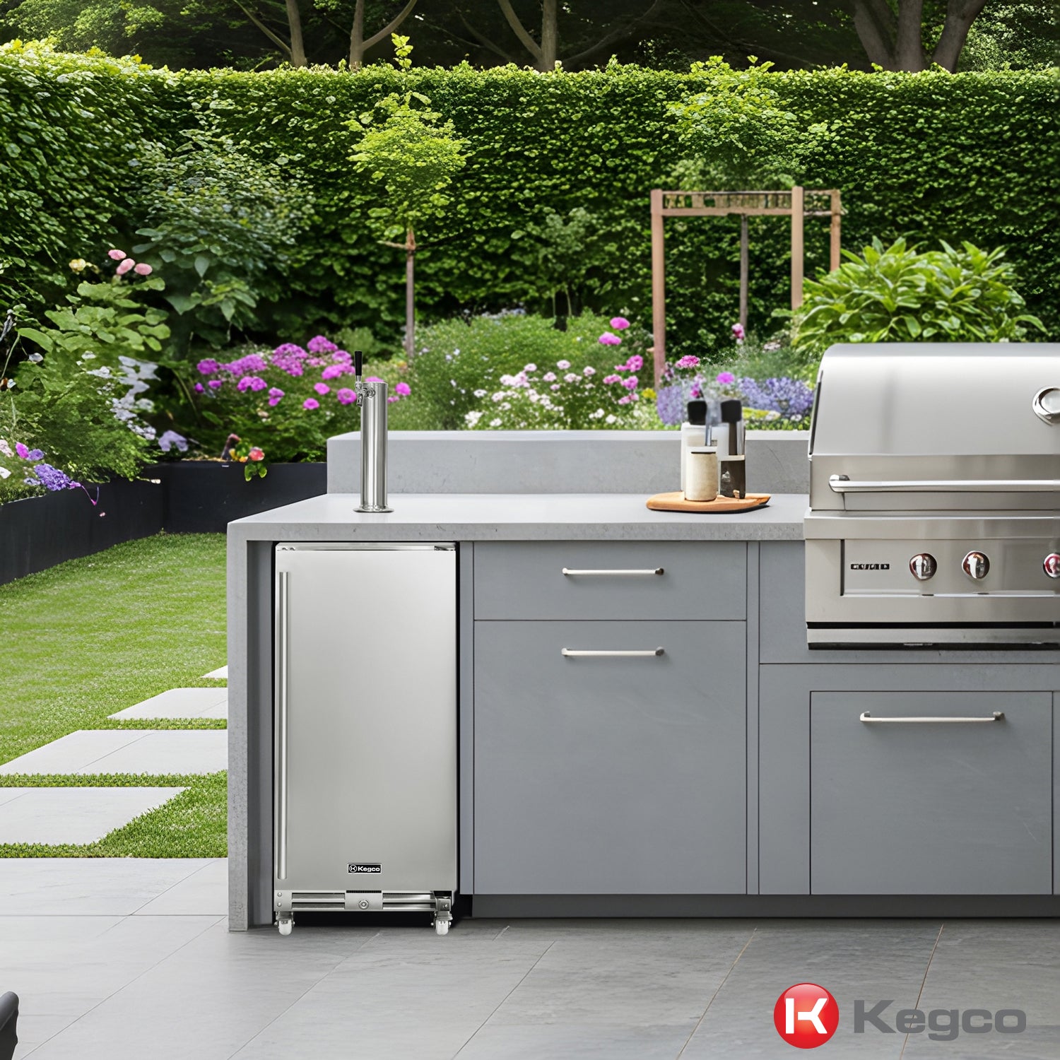built-in or freestanding outdoor kegerator