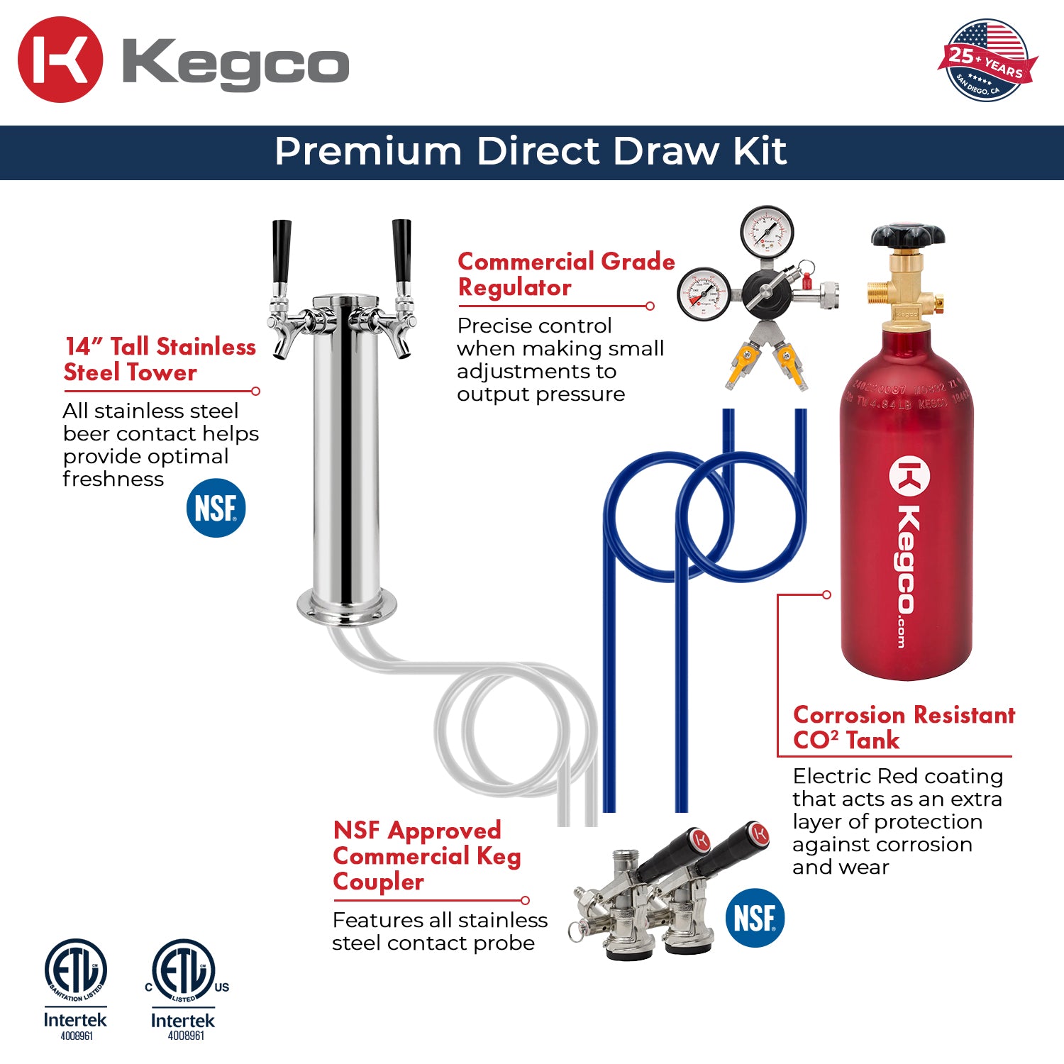 Kegco HK38SSU-L-2 Dual Tap Draft Beer Dispense Kit