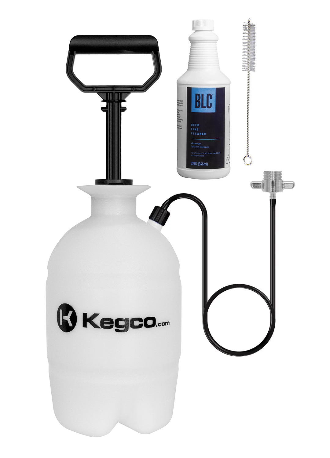 Deluxe Hand Pump Pressurized Keg Beer Kegerator Cleaning Kit w/ 32 oz. Cleaner