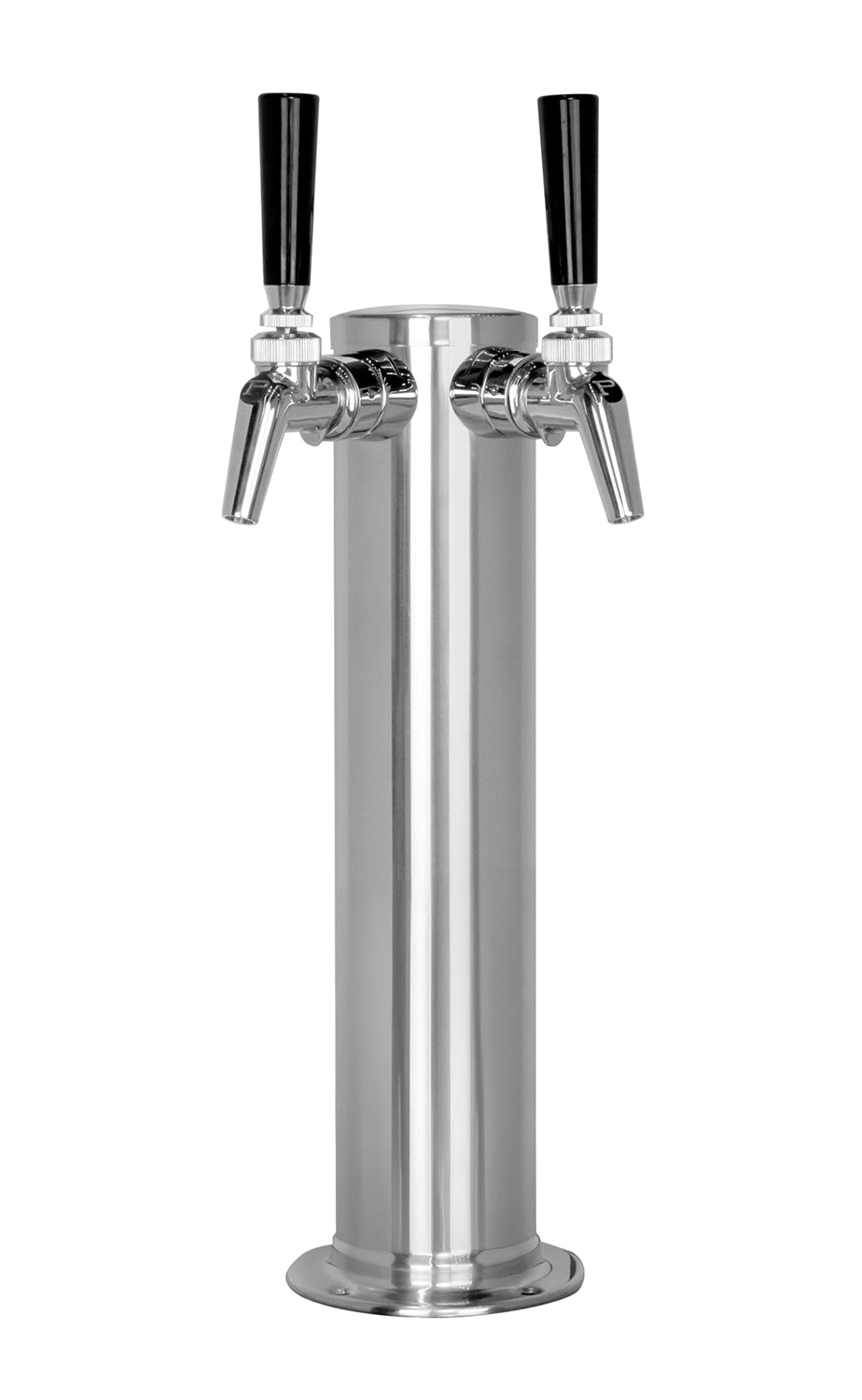 Chrome Plated Metal Dual Faucet Draft Beer Tower - 3-Inch Column
