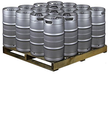 Pallet of 16 Kegco HS-K7.75G-DTHRDI Kegs -  Quarter Barrel Slim Commercial Keg with Threaded Sankey D System Valve