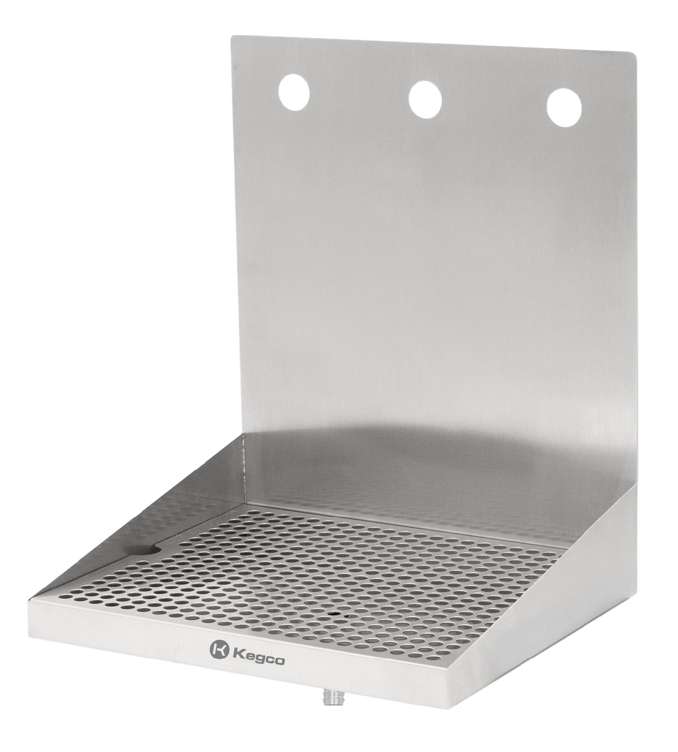 12" x 10" Wall Mount Drip Tray with Drain - 3 Shank Holes