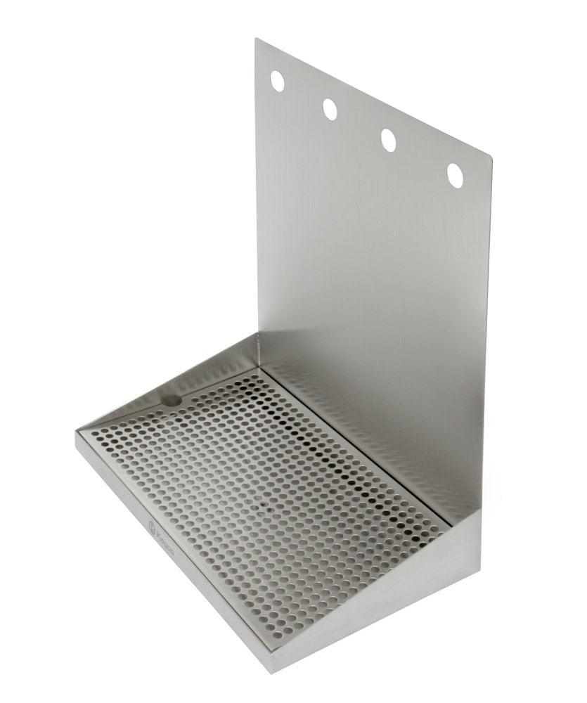 16" x 10" Wall Mount Drip Tray with Drain - 4 Shank Holes