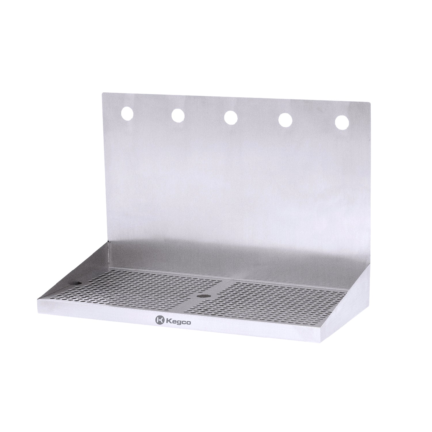 20" x 10" Wall Mount Drip Tray with Drain - 5 Shank Holes