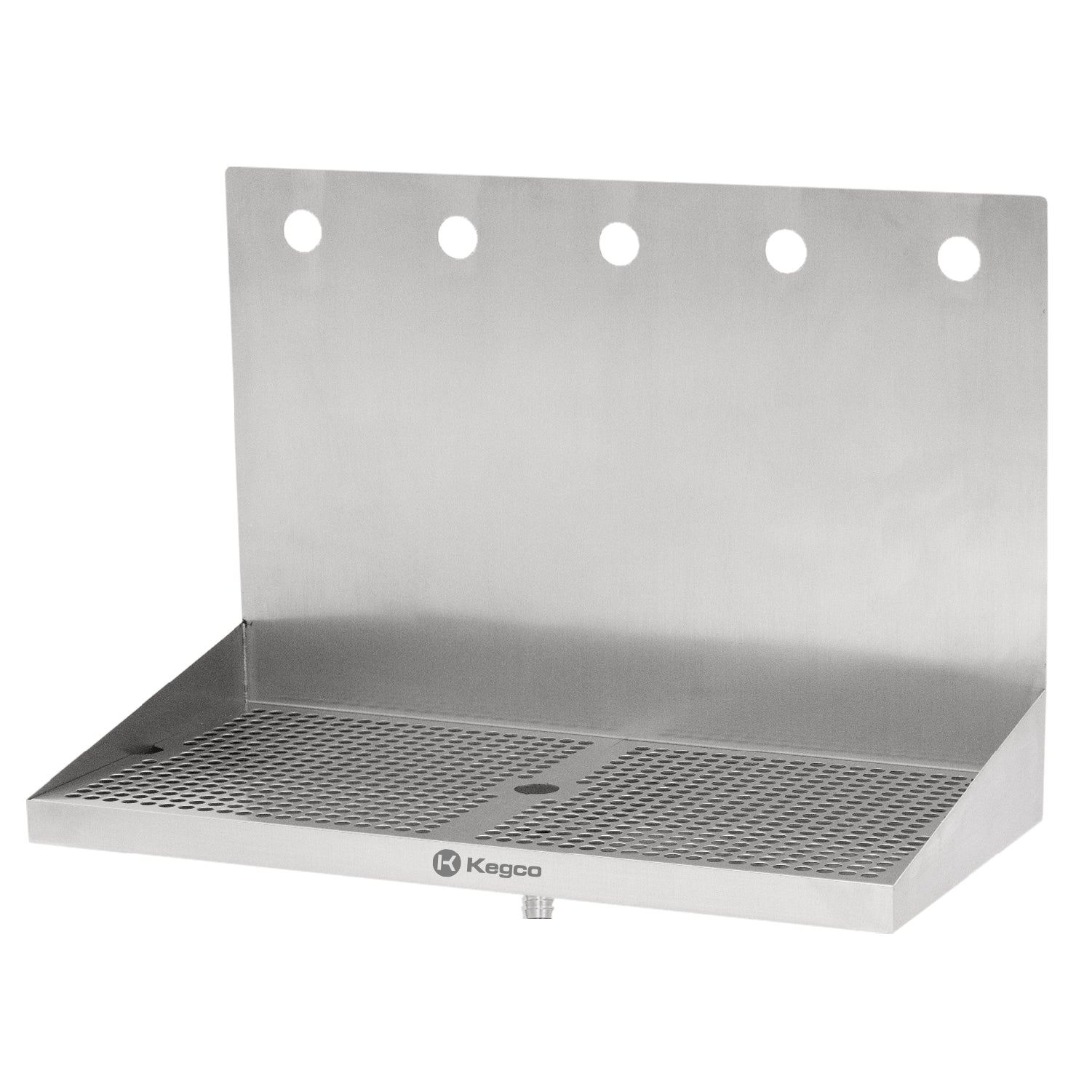 20" x 10" Wall Mount Drip Tray with Drain - 5 Shank Holes