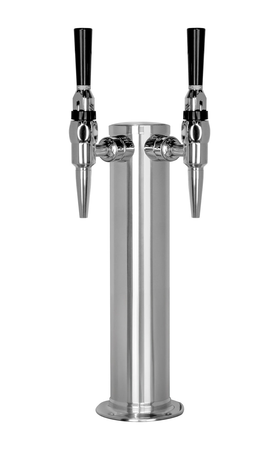 Chrome Plated Metal Dual Faucet Draft Beer Tower - 3-Inch Column