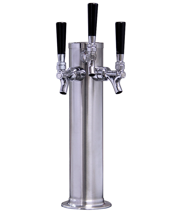 3 Faucet Brushed Stainless Steel Draft Beer Tower - 100% Stainless Steel Contact