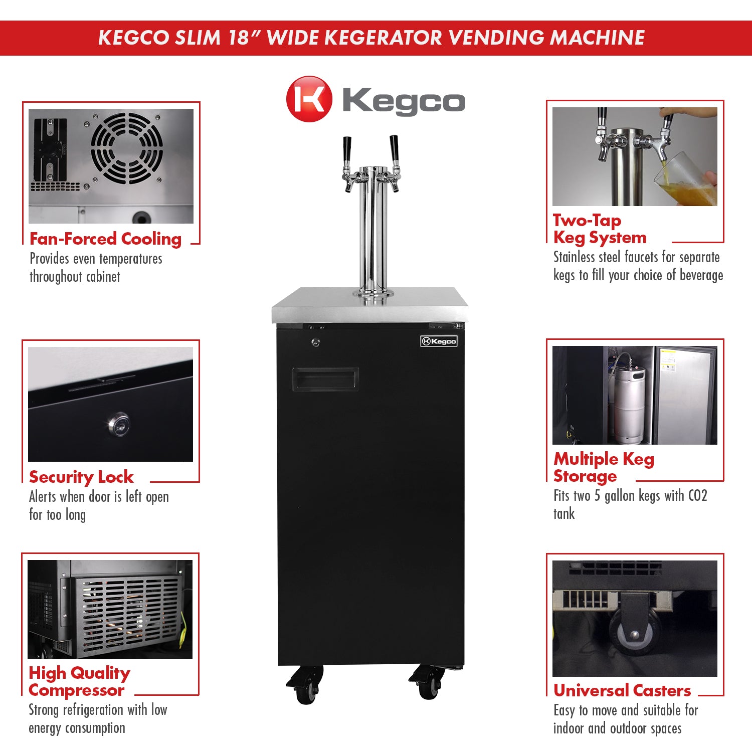 Kegco TCK-17-2 kegerator features