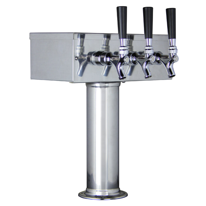 3 Faucet Polished Stainless Steel Draft Beer Tower - 100% Stainless Steel Contact