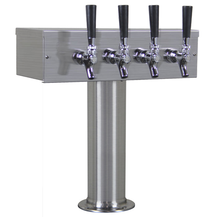 4 Faucet Brushed Stainless Steel Draft Beer Tower