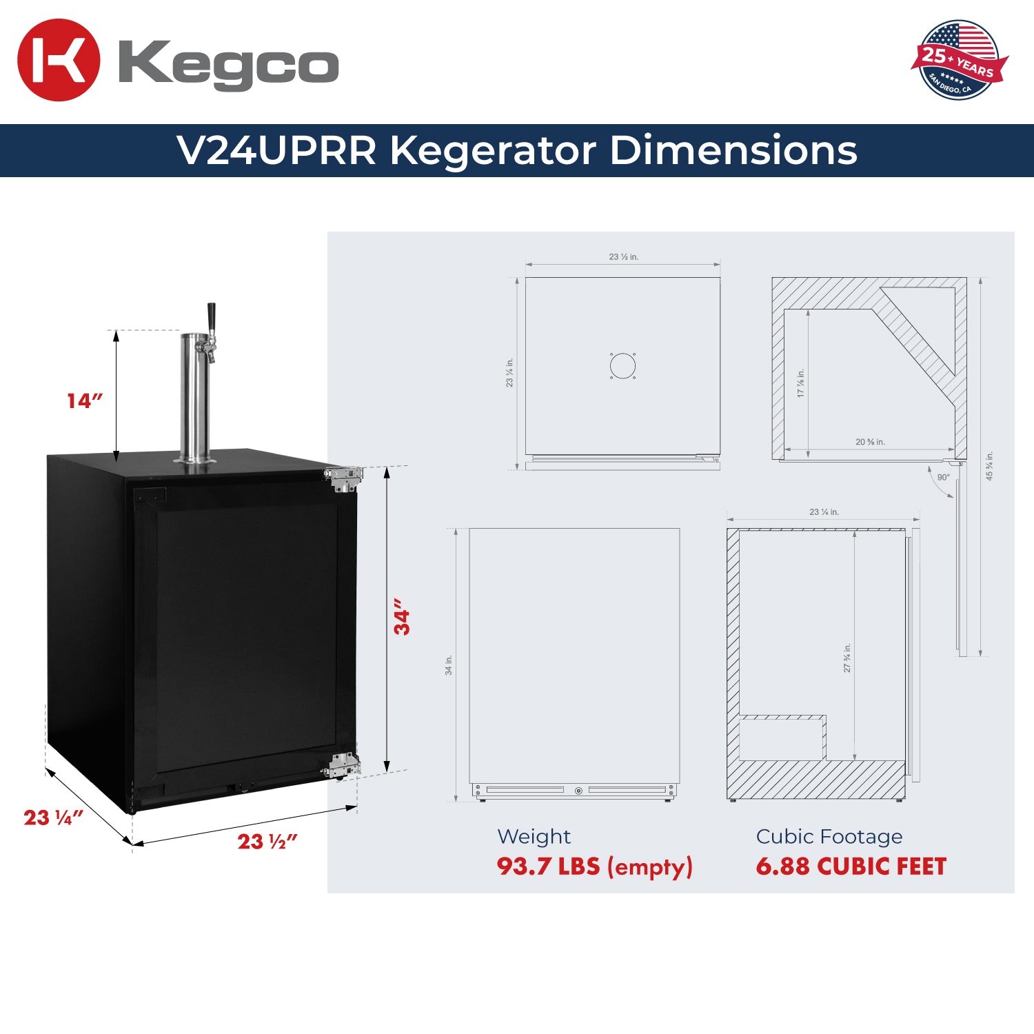 kegerator dimensions
