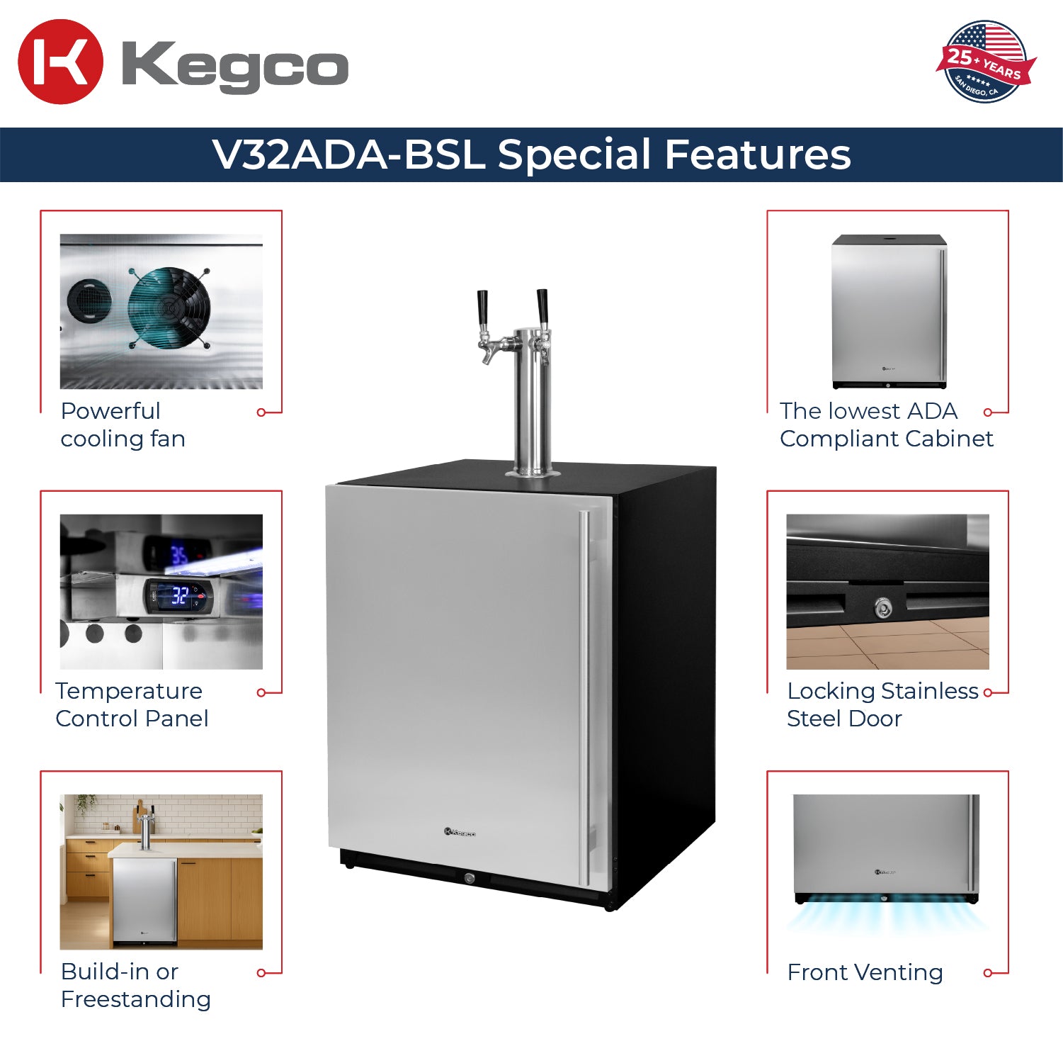 V32ADABSL-2 Kegerator Features