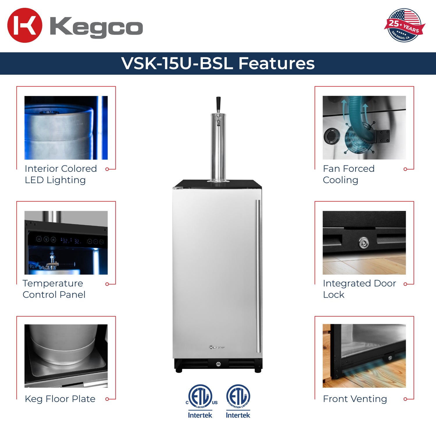 Kegco VS15-BK kegerator features