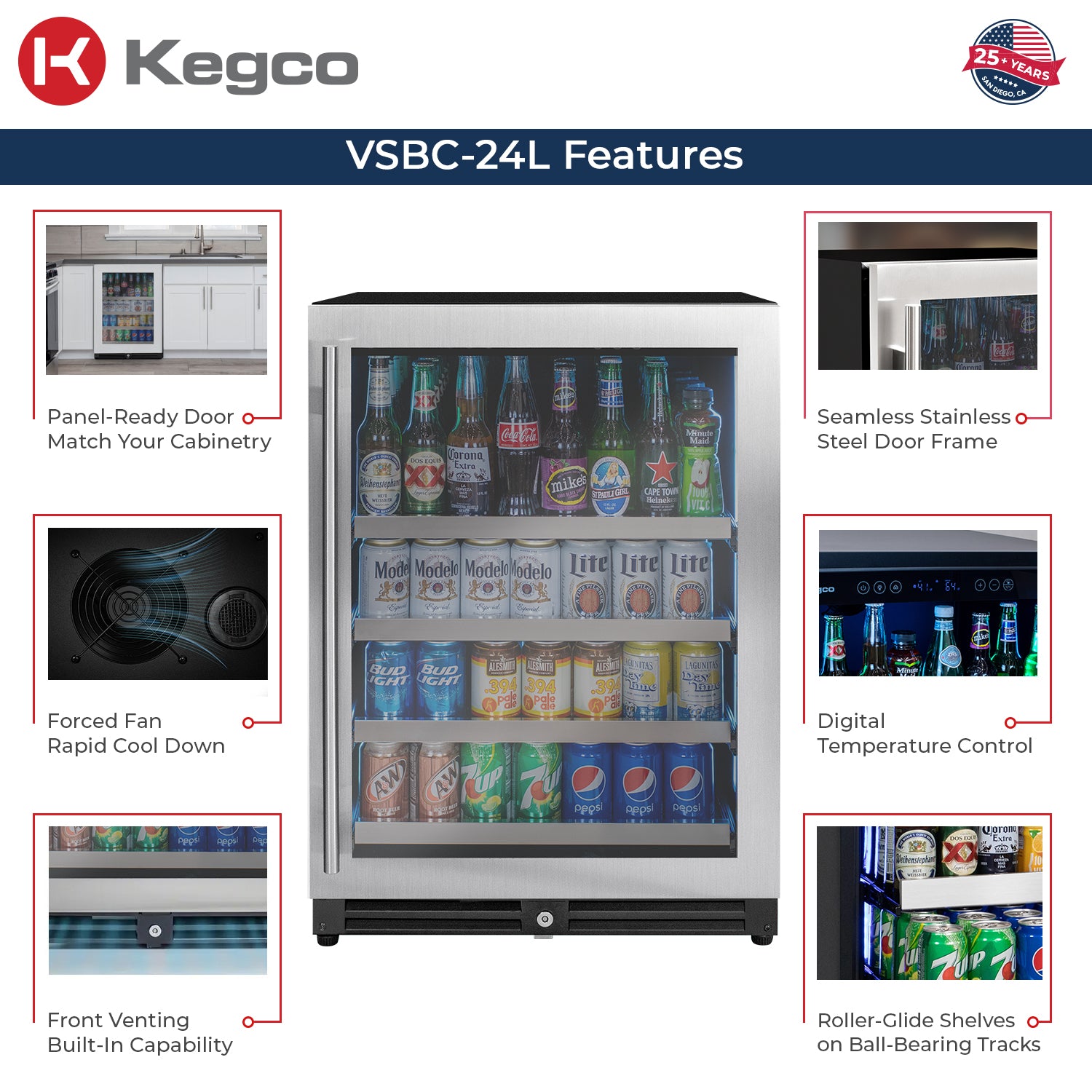 Kegco VSBC-24LSR beverage center features