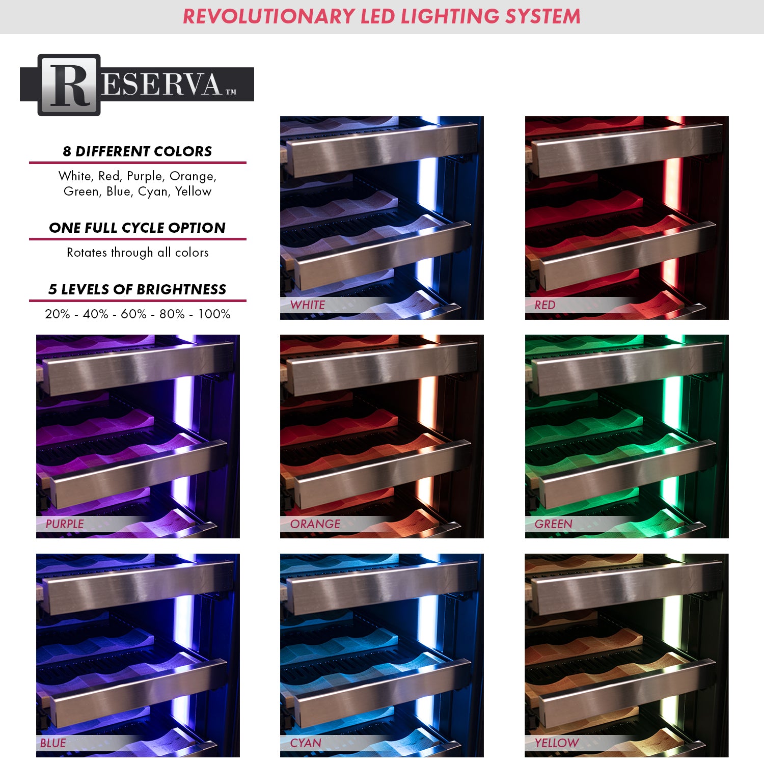 Allavino VSBCW34FD-2S 9 LED Light Color Options