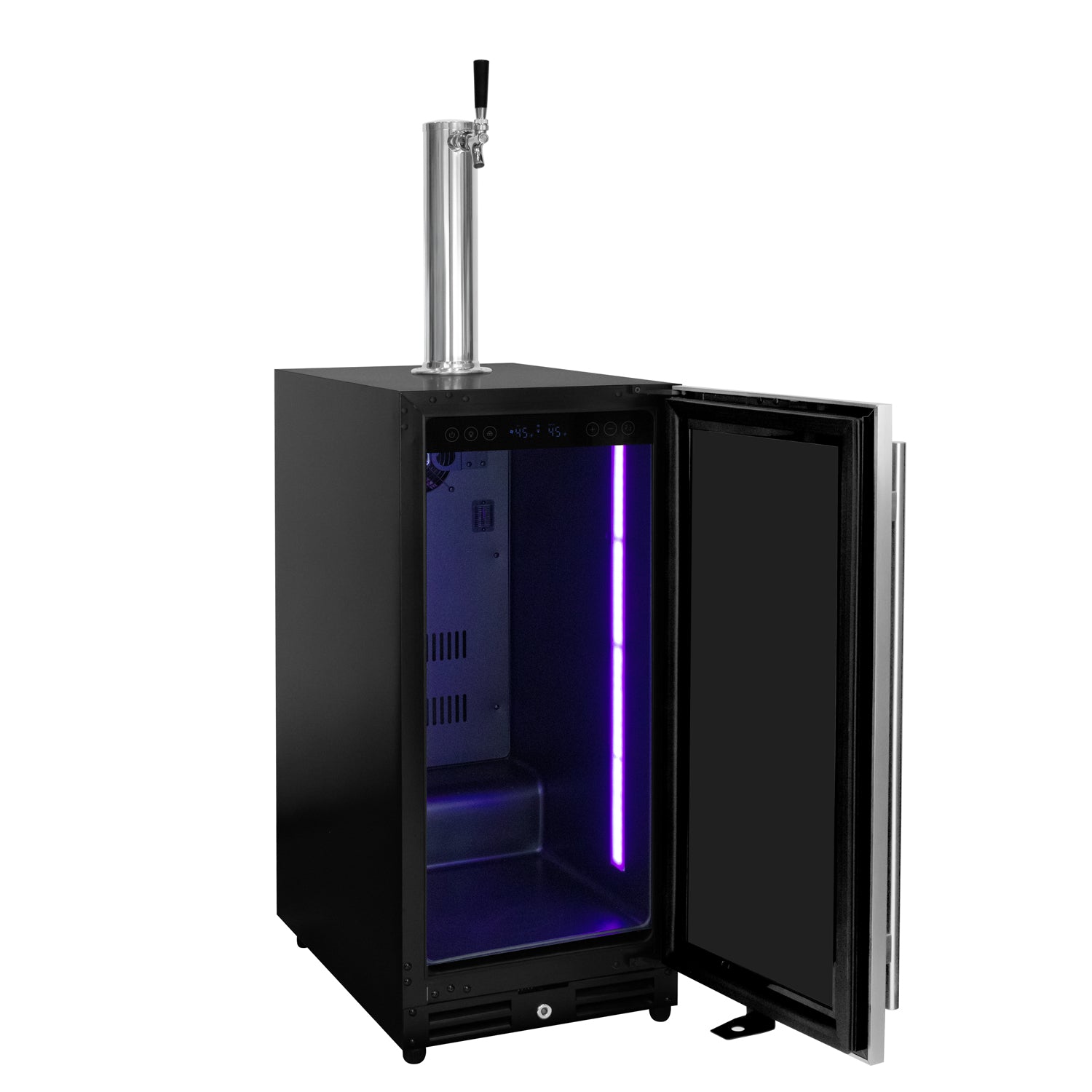 15" Wide Single Tap Stainless Steel Built-In Right Hinge Kegerator