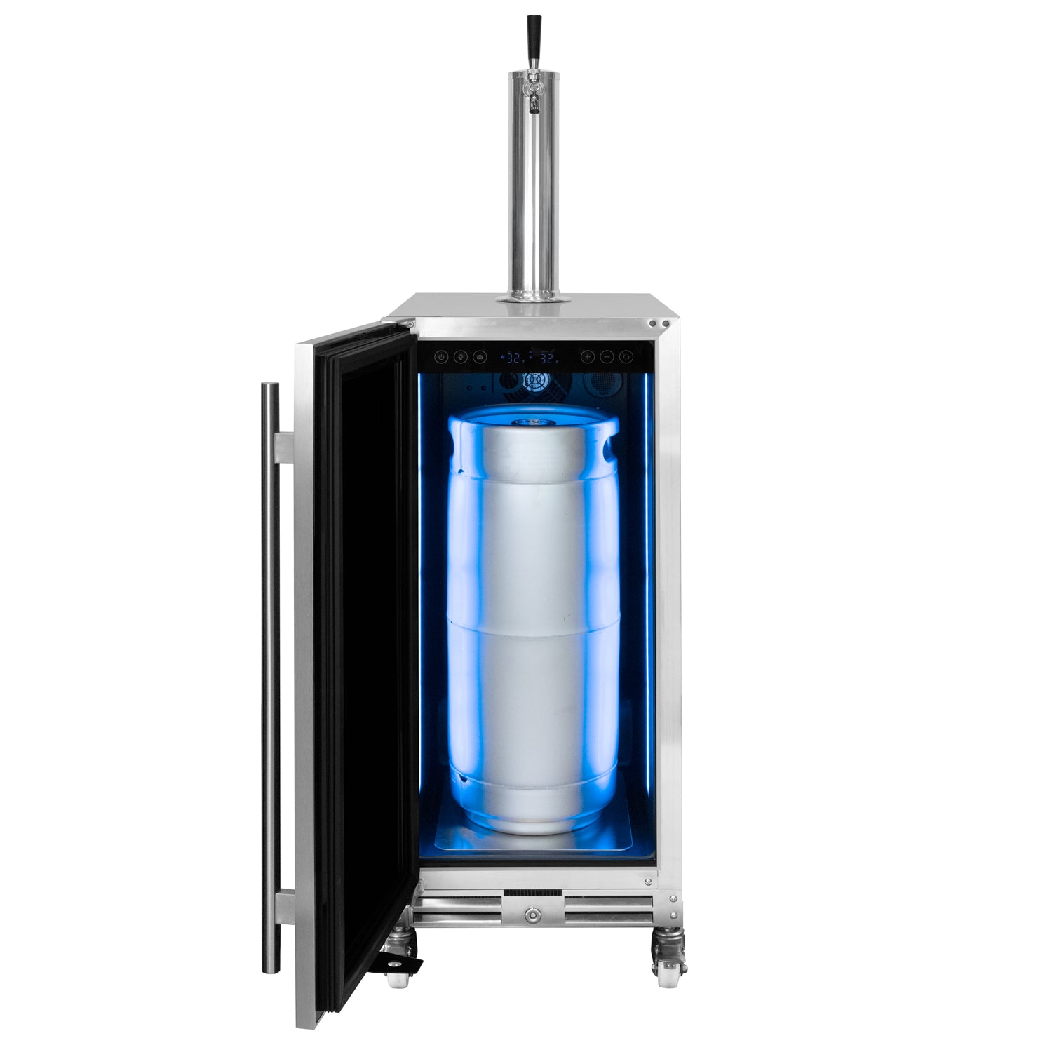 15" Wide Outdoor Single Tap Stainless Steel Built-In Left Hinge Kegerator