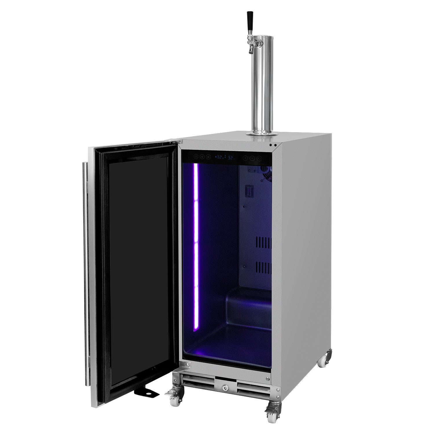 15" Wide Outdoor Single Tap Stainless Steel Built-In Left Hinge Kegerator