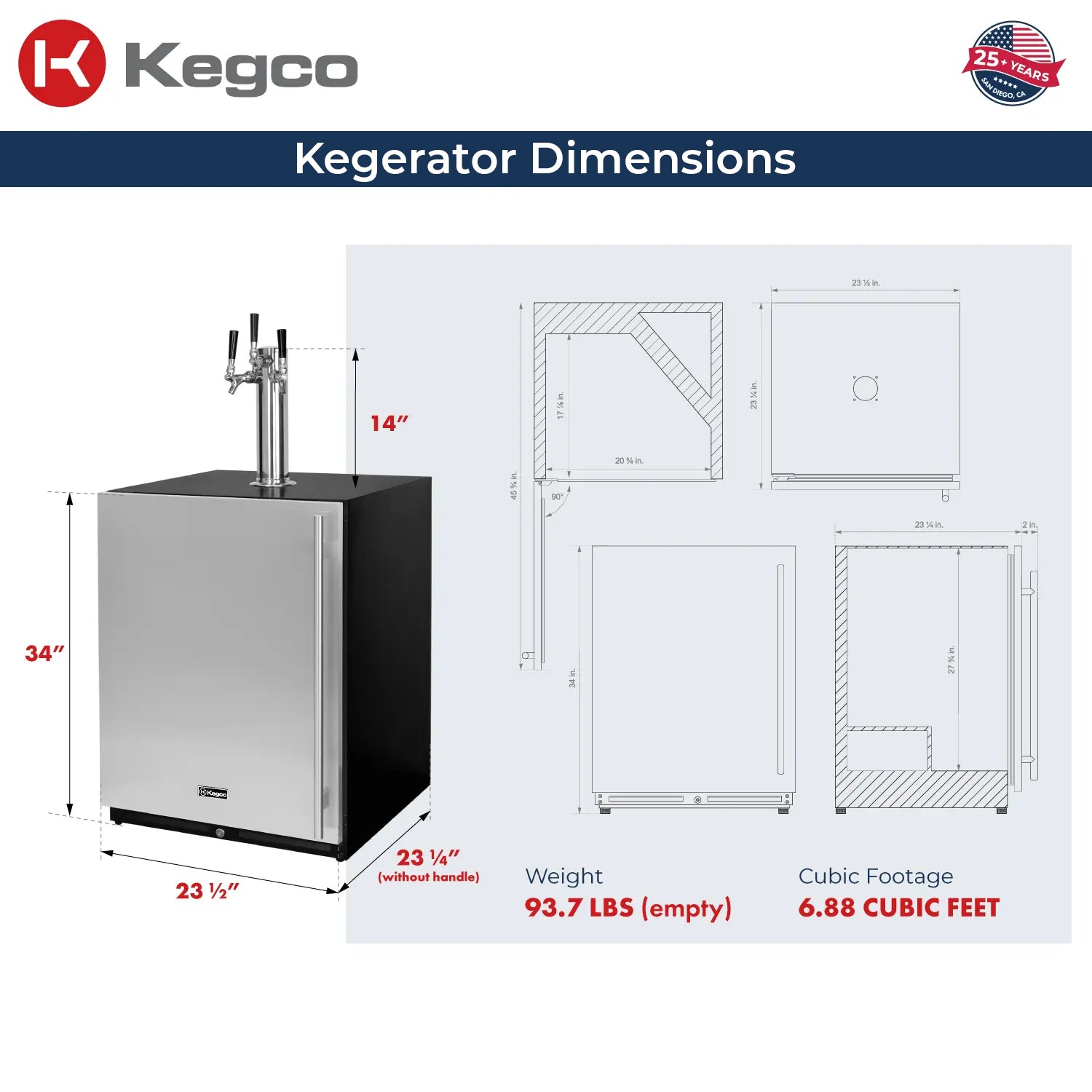 Kegco kegerator dimensions