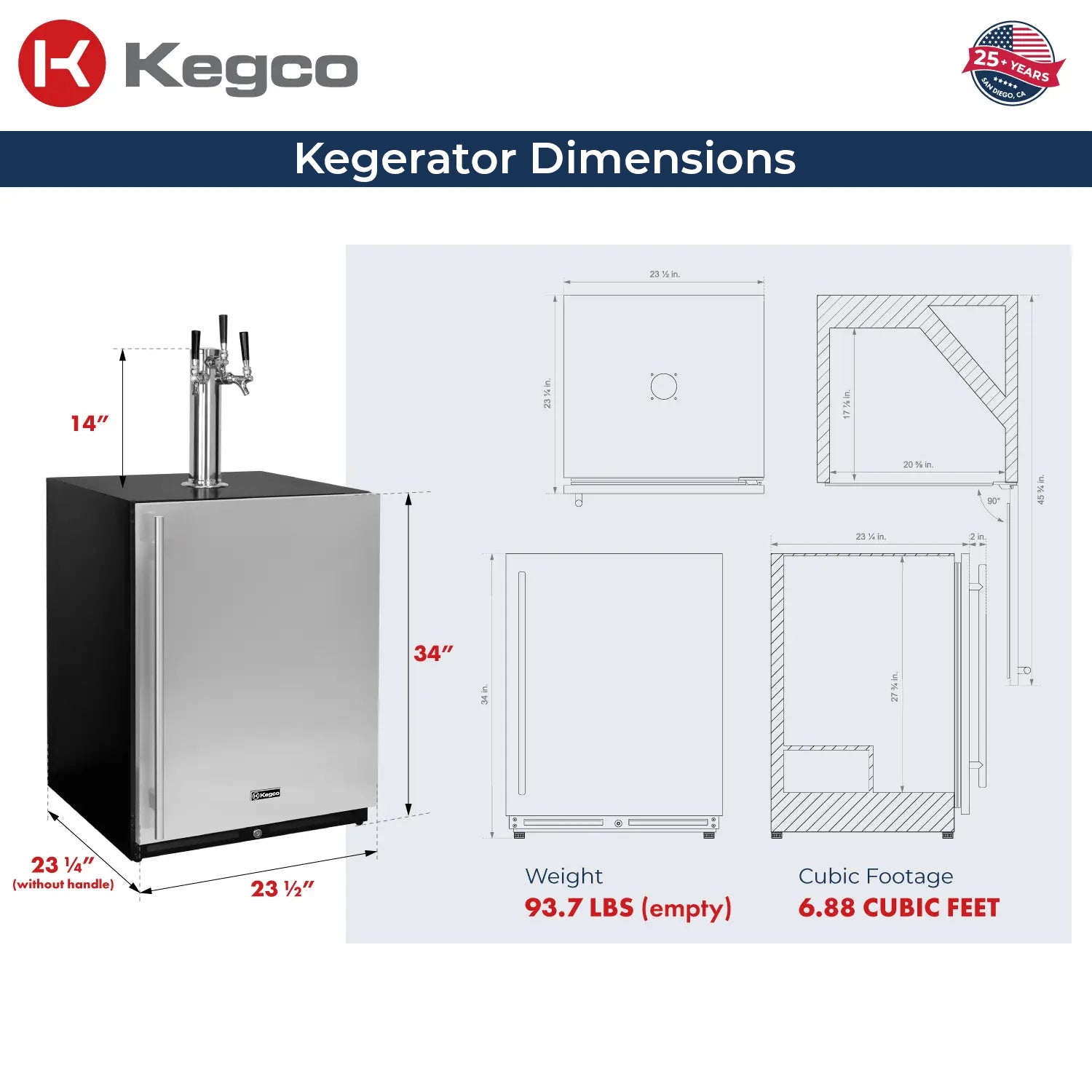Kegco VSK-24 kegerator dimensions