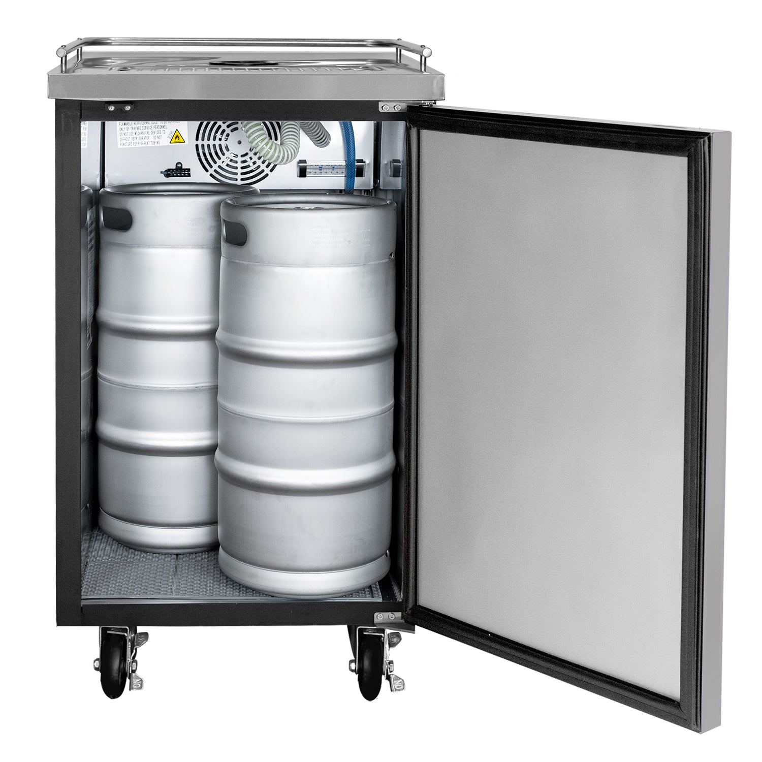 24" Wide Dual Tap Black Commercial Kegerator with Kit