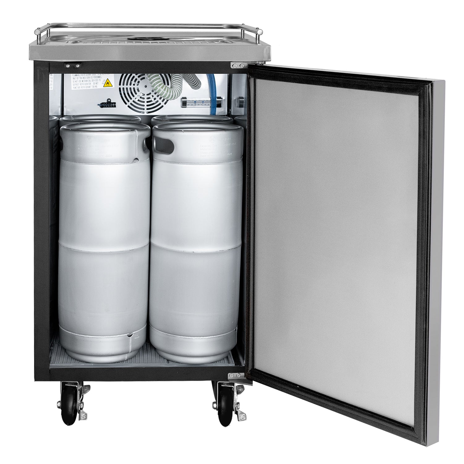 24" Wide Four Tap Black Commercial Kegerator