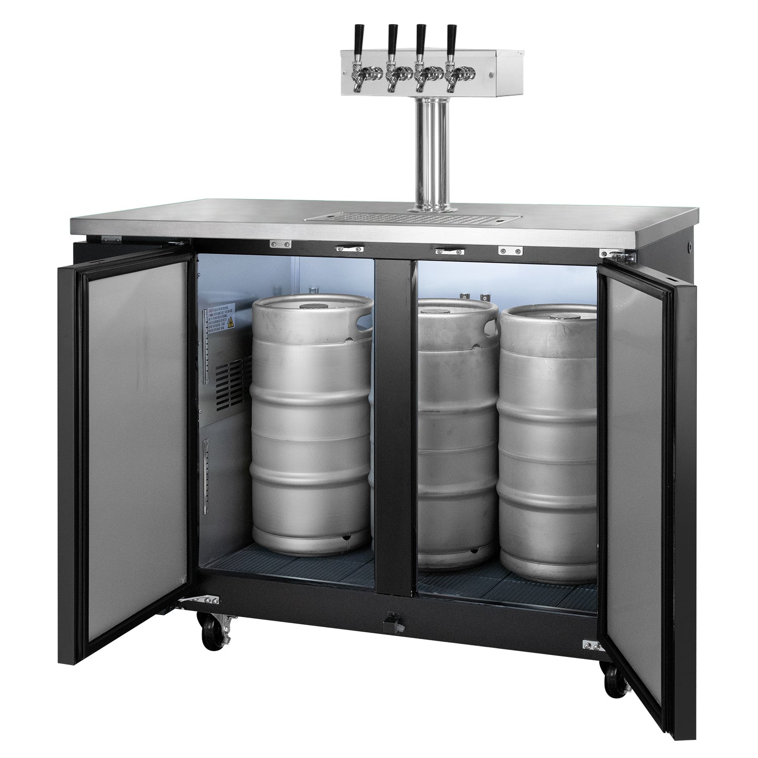 49" Wide Four Tap Black Craft Beer Kegerator