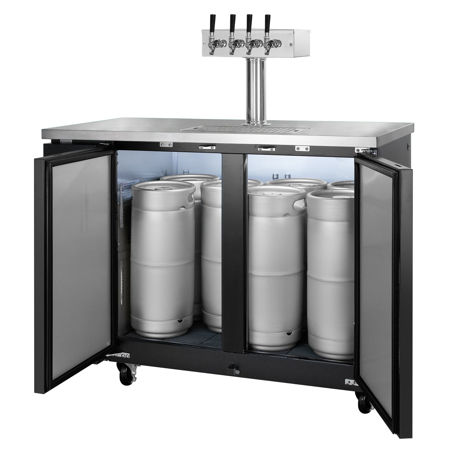 49" Wide Four Tap Black Craft Beer Kegerator