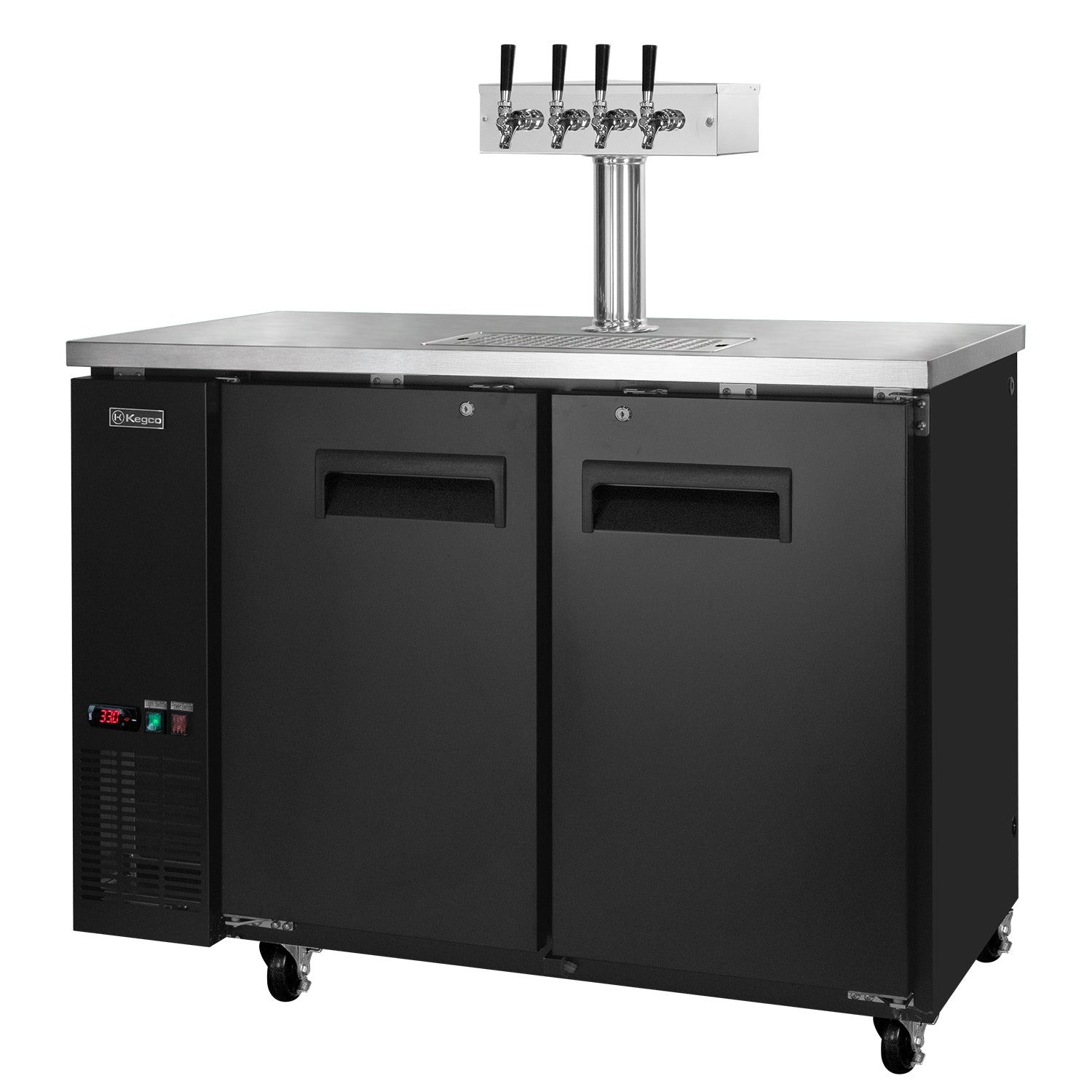 Kegco 49" wide 4 tap black commercial kegerator