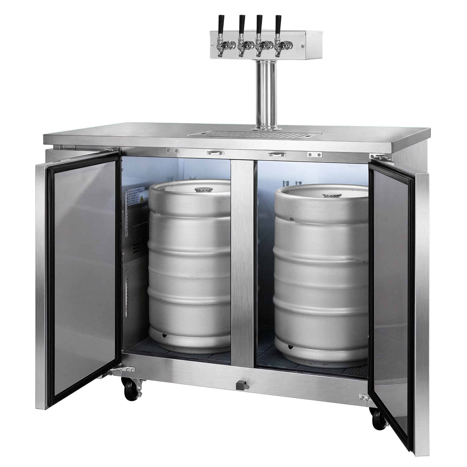 49" Wide Four Tap Stainless Steel Craft Beer Kegerator