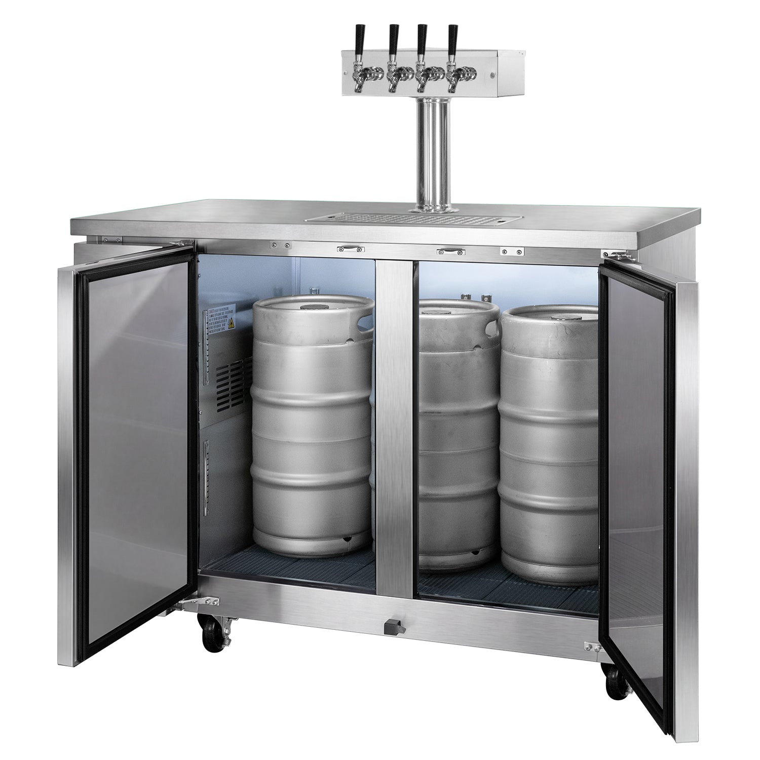 49" Wide Four Tap Stainless Steel Craft Beer Kegerator