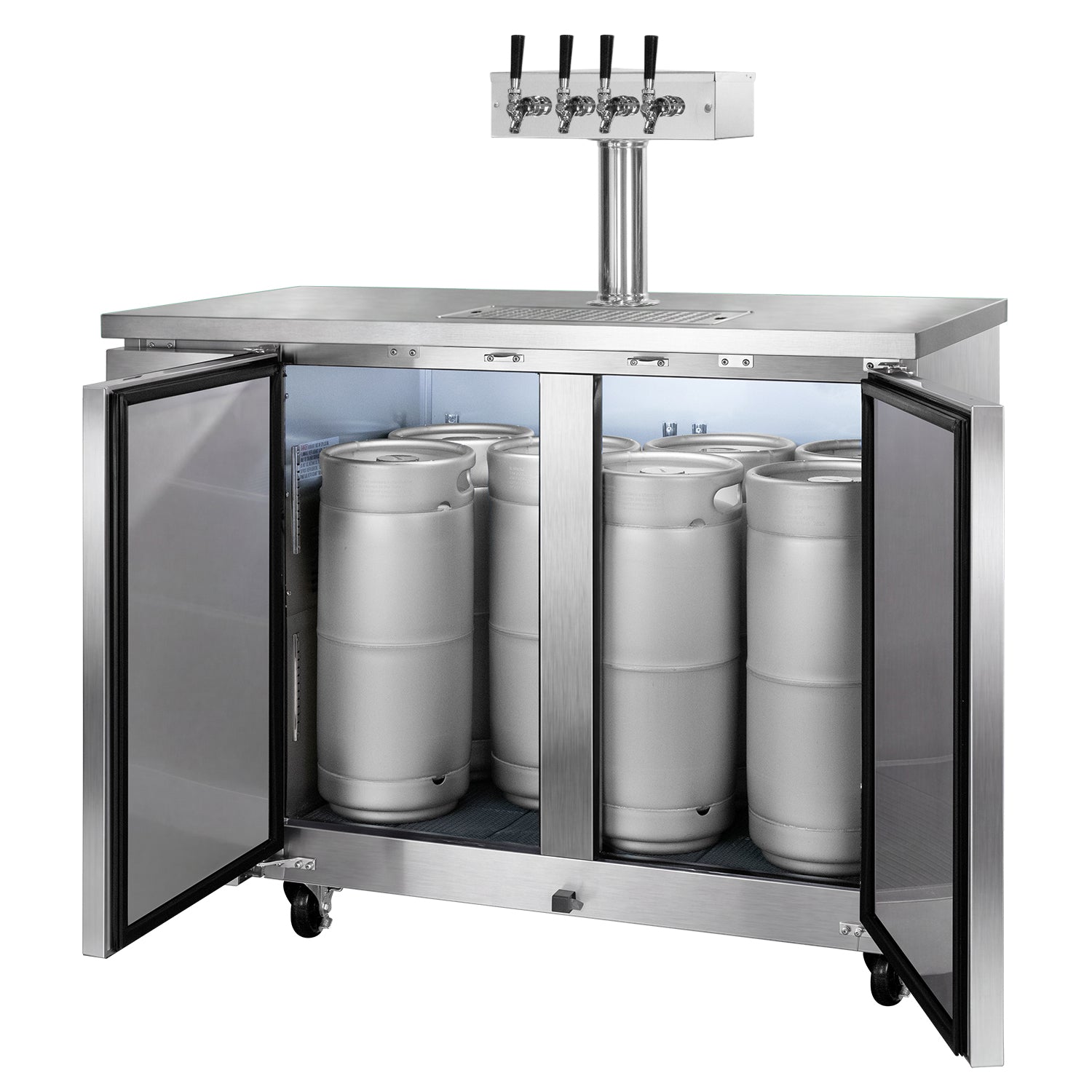 49" Wide Four Tap Stainless Steel Craft Beer Kegerator