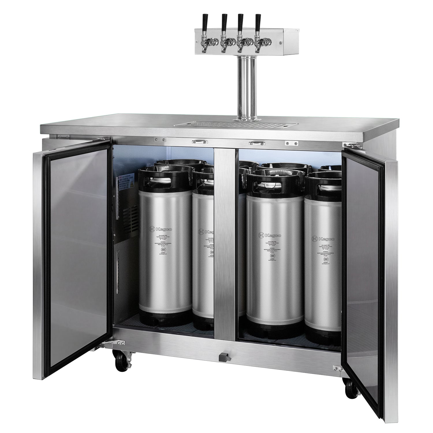 49" Wide Four Tap Stainless Steel Craft Beer Kegerator