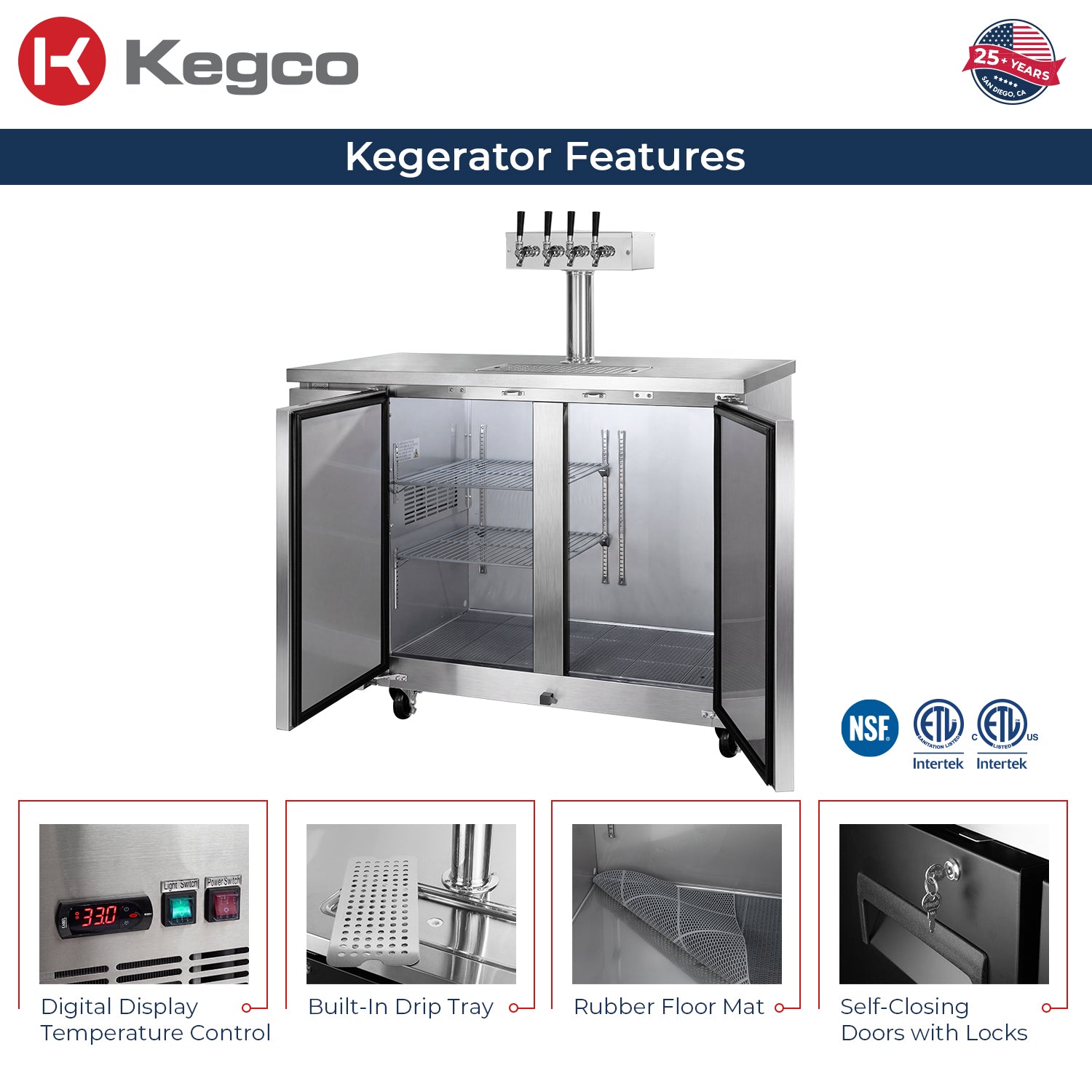 Kegco XCK-2448S-4 Keg Fridge features