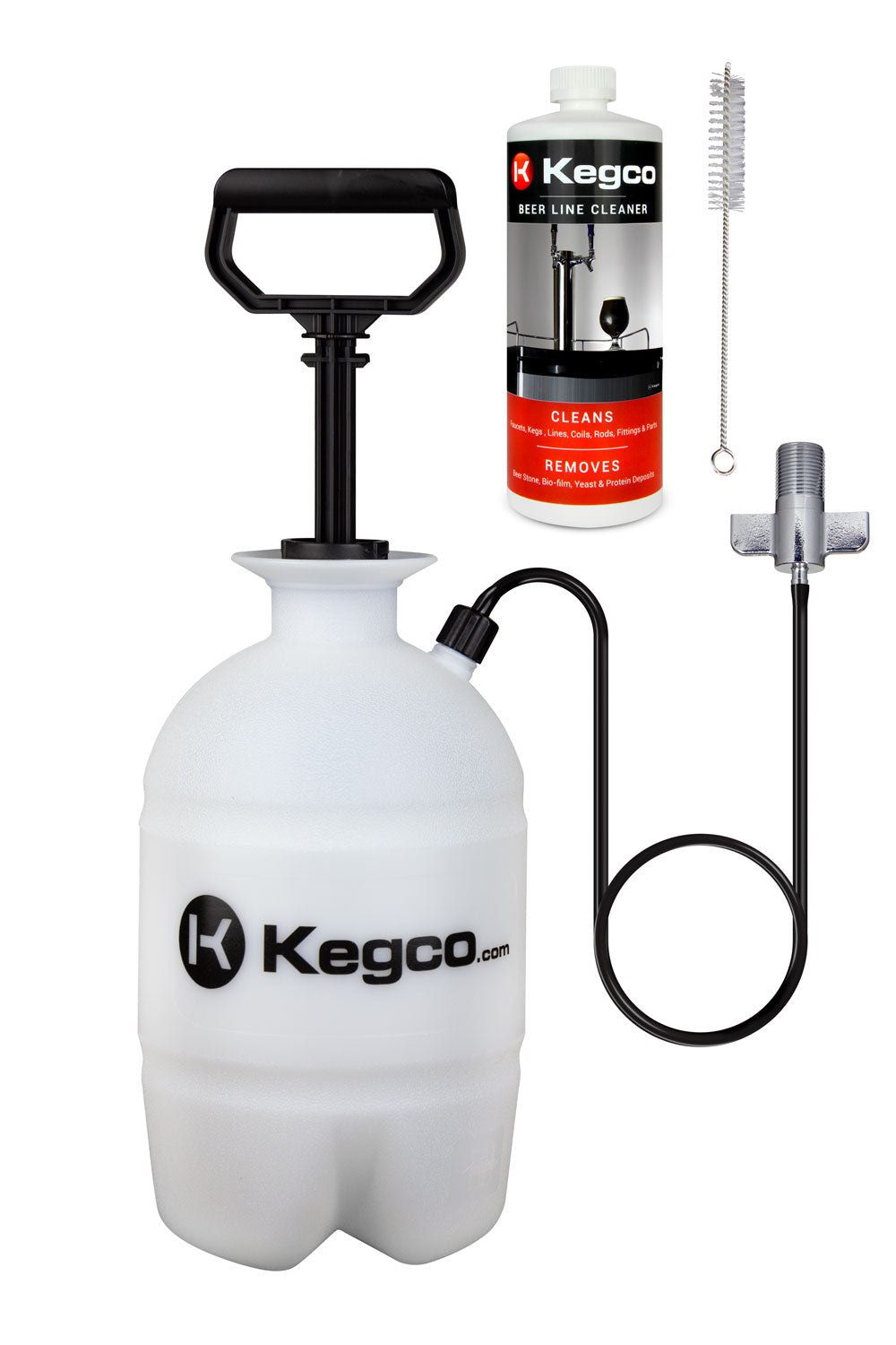 Deluxe Hand Pump Pressurized Keg Beer Kegerator Cleaning Kit with 32 oz. Cleaner