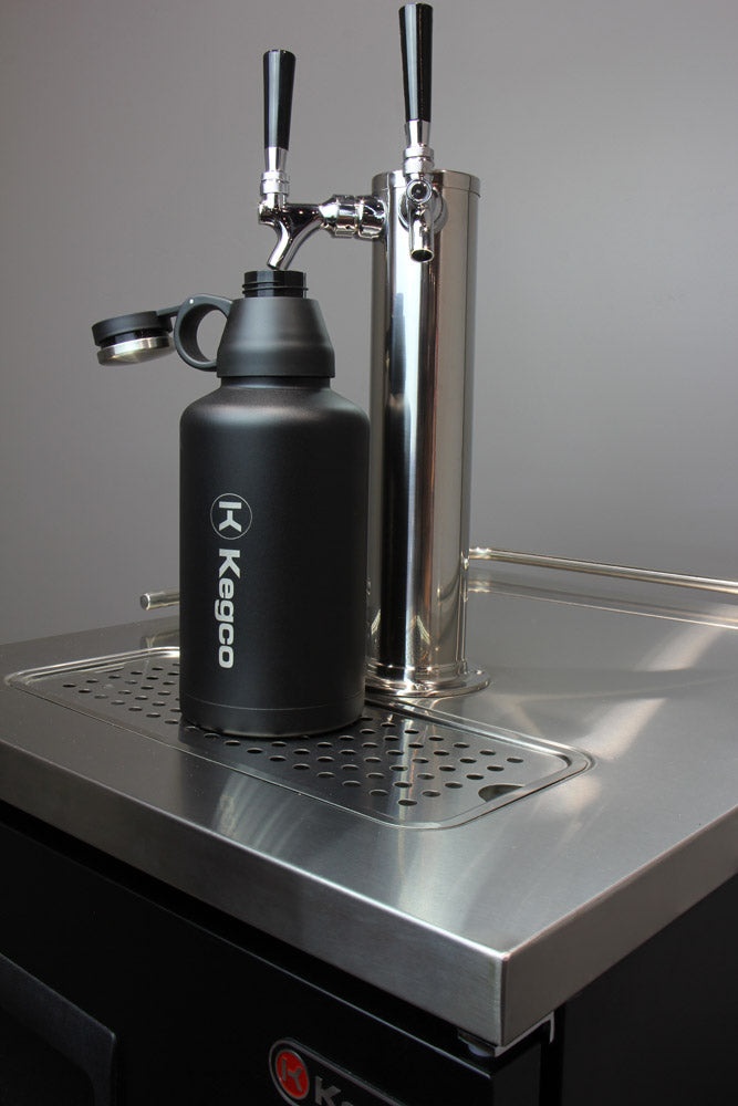 growler being filled at kegerator