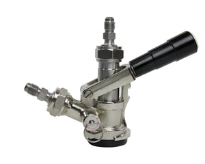 D System Keg Tap Coupler with Black Lever Handle and 1/4" MFL fittings