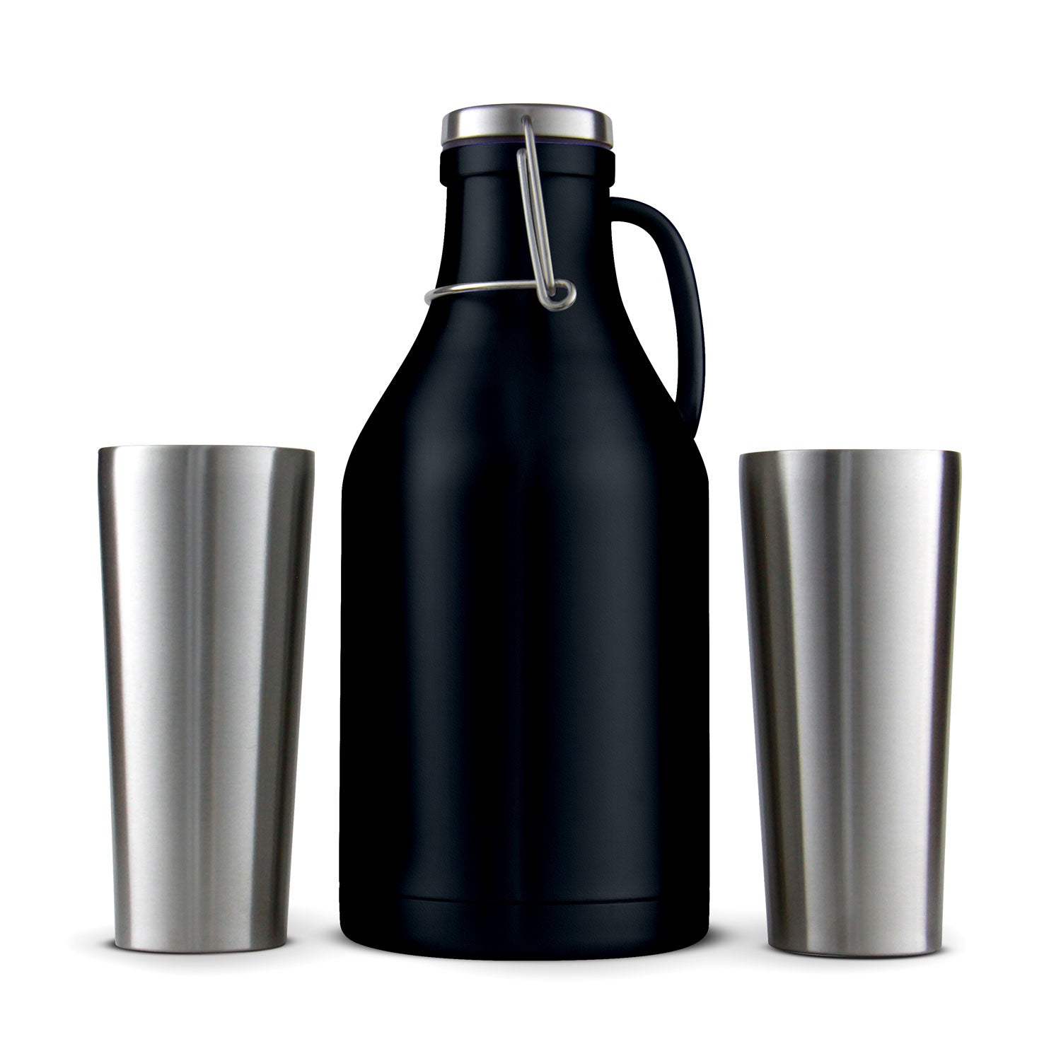 Stainless Steel Growler with 4 Stainless Steel Pint Glasses