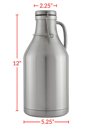 64-oz. Stainless Steel Beer Growler with 2 16-oz. Stainless Steel Pint Glasses
