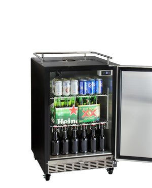 Full Size Digital Commercial Undercounter Left Hinge Kegerator with X-CLUSIVE Premium Direct Draw Kit