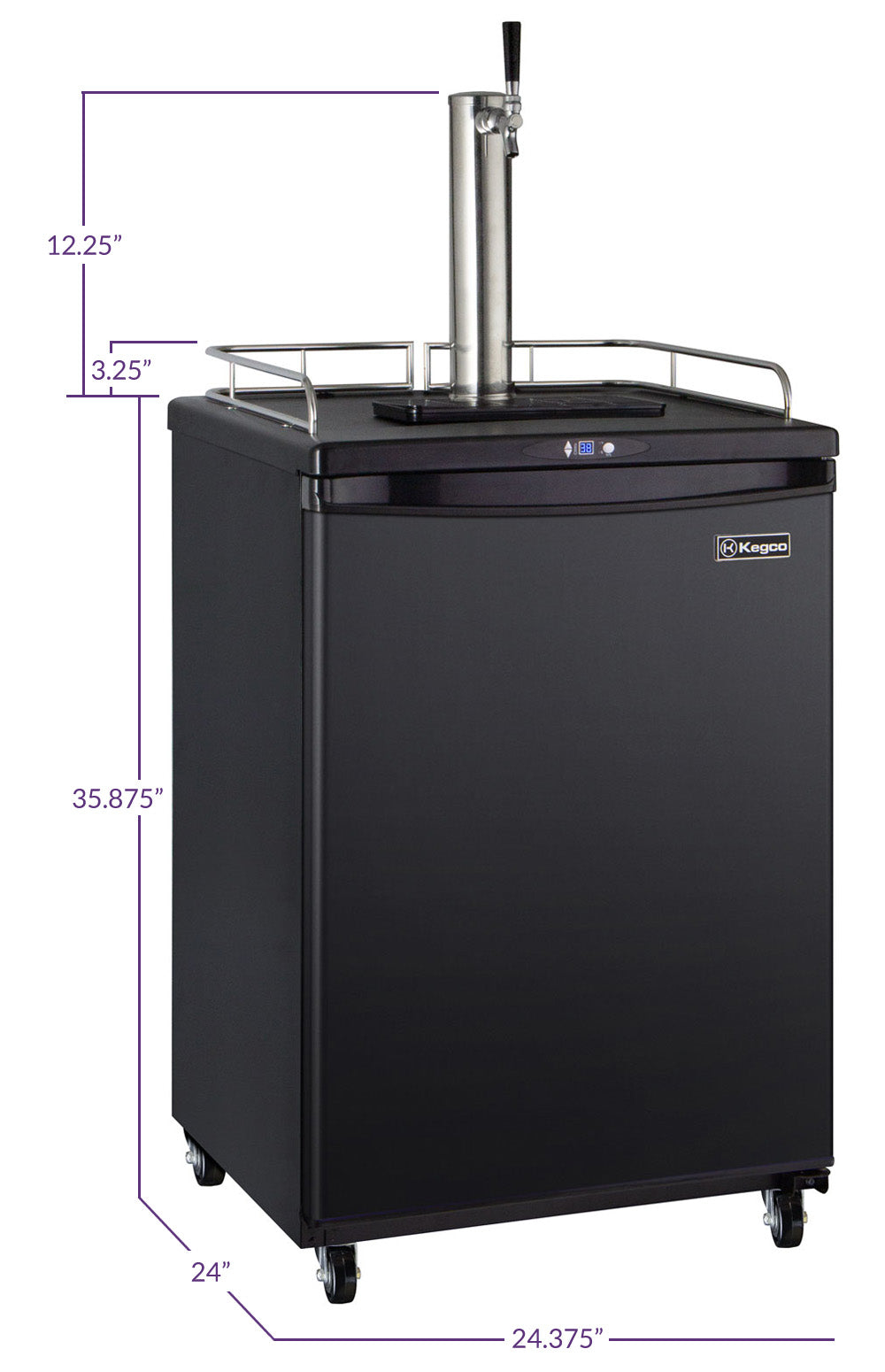 24" Wide Single Tap Black Commercial/Residential Kegerator