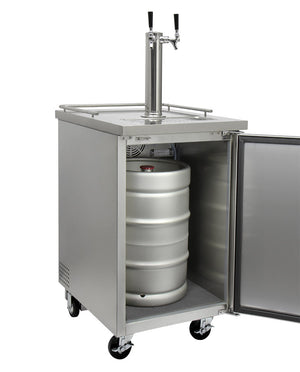 24" Wide Dual Tap All Stainless Steel Commercial Kegerator with Kit